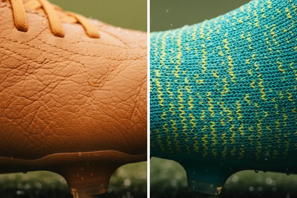 مقایسه رویه چرم طبیعی و بافتنی برای کفش فوتبال پای پهن