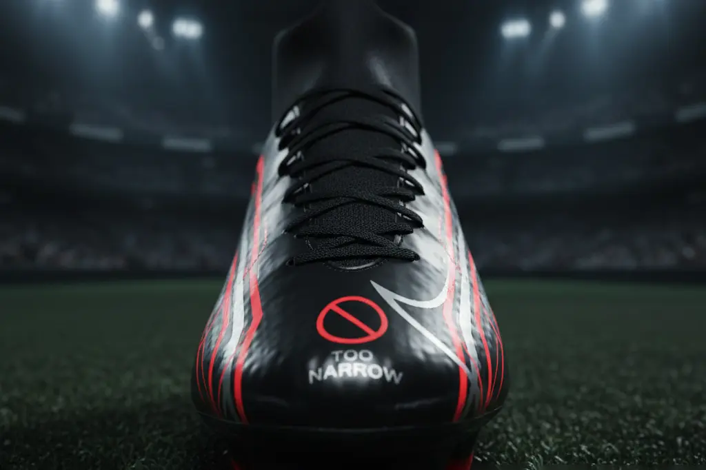 کفشهای فوتبال باریک مانند مرکوریال که برای پای پهن مناسب نیستند